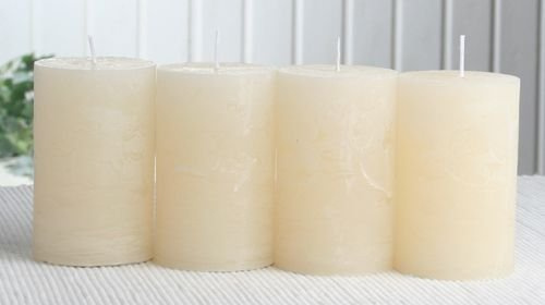 SET: 4x Rustik-Stumpenkerze, 8 x 5 cm Ø, creme