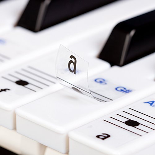 Keysies Piano and Keyboard Note Stickers | Transparent Plastic Removable | For a Full Size 88 key Piano or Keyboard