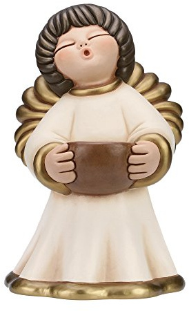 THUN, Iconico Angelo Cristina in Ceramica Decorata a Mano con Candela, Versione Maxi, Simbolo di Protezione e Amore, 43 cm h