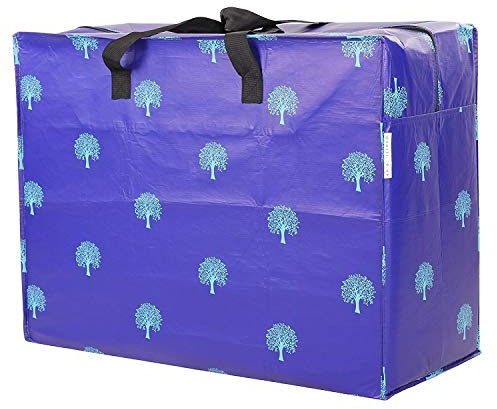 Sorti Enormous Jumbo XL Clothing Toys Home Laundry Storage Bag Made From Recycled Material. Really Big Extra Deep Massive Blue Tree Pattern Bag. 128 Litres. 54 x 74 x 32 cm.