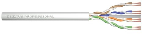 DIGITUS Cable de conexión sin terminar Cat-6A – 100 m – Sin terminar | Cable de red U-UTP – LSZH – AWG 26/7 – 10 Gbit/s – 500 MHz – Compatible con PoE+ – Gris