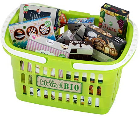 Theo Klein 7606 Klein goes Bio – Einkaufskorb | Gefüllter Korb mit Zubehör-Schachteln für Milch, Müsli und vieles mehr | Spielzeug für Kinder ab 2 Jahren