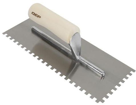 QEP 1/4 x 1/4 x 1/4 Square Notch Carbon Steel Trowel w/Wood Handle