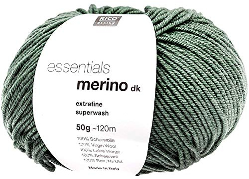 Rico Essentials Merino dk, Merinowolle Nadelstärke 4 mm zum Stricken oder Häkeln, 50g ca. (87 efeu, (9,98€/100 Gramm))