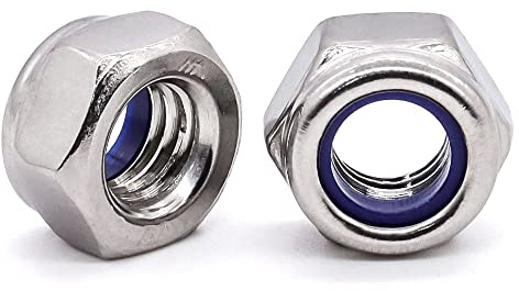Glvaner M3-0,5 Gewindegröße (100 Stück) Edelstahl Sechskantmuttern Kontermuttern Sechskant Kontermuttern mit blauem Nylon-Einsatz 304 Edelstahl 18-8 Vollgewinde Grobgewinde UNC, DIN985