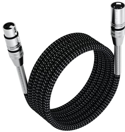 FIBBR XLR Kabel 8M, Mikrofonkabel Nylongeflecht XLR Stecker auf Buchse Strapazierfähiges Symmetrisches Mikrofonkabel Kompatibel mit Vorverstärkern/Lautsprechersystemen und Mehr