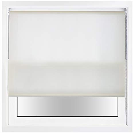 FURNISHEDPersianas enrollables con luz Natural y herrajes metálicos, recortables - Crema, 70W x 210H cm