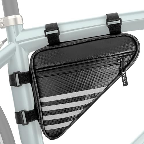 ECENCE Fahrradtasche Rahmen - Fahrradrahmentasche mit Reflektoren 1,2L - Wasserabweisend - Dreieckstasche für Handy, Werkzeug & Flickzeug - Schwarz