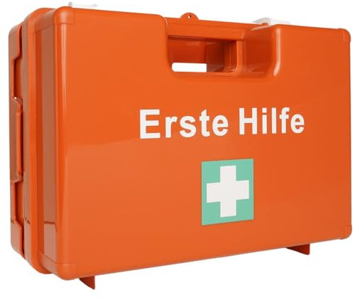 Erste Hilfe Kasten DIN 13169:2021, Erste Hilfe Koffer - MEDIUM - mit Wandhalterung, Verbands-Kasten gemäß ASR, aus ABS-Kunststoff - bruchsicher & schlagfest, Typ M, HierBeiDir