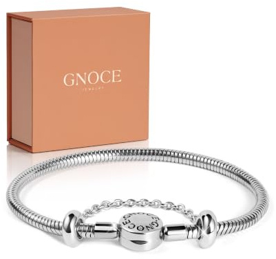 GNOCE Charm-Armband aus Edelstahl mit Sicherheitsverschluss – Geschenk für Damen (7.9in/20cm)