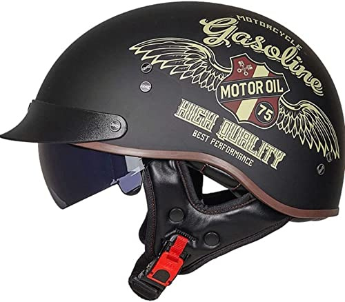 Motorrad Halbhelme Brain-Cap mit ECE Genehmigt mit Visier Brain-Cap Halbschale Roller-Helm Scooter-Helm Motorradhelm Jet-Helm Retro Für Erwachsene Herren Damen