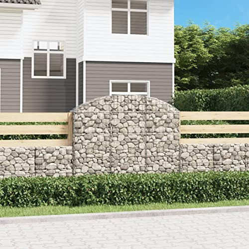 ARKEM Muro di gabbione Rete Metallica Cestino in Pietra Cestino in Pietra in Ferro zincato Muro di Sostegno per fioriera a Spirale per Esterni,Cesto Gabbione ad Arco 150x30x120/140 cm Ferro Zincato