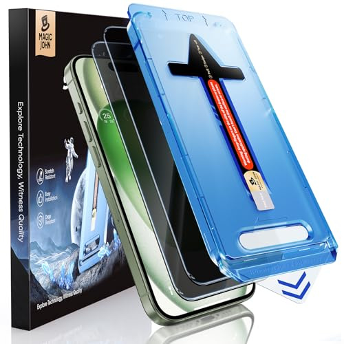 MAGIC JOHN 2 Stück für iPhone 15 Plus/16 Plus Sichtschutzfolie (6,7 Zoll), Blickschutzfolie Privacy screen mit Anti Spy, Auto-Dust-Eliminierung, 9H Härte Folie, Bläschenfrei, Einfache Installation