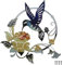 HZBAKLO Art Mural d'Oiseaux en Métal, Décoration Murale Ronde de Colibri, Fleurs d'Extérieur, Ornement à Suspendre pour la Maison et le Jardin