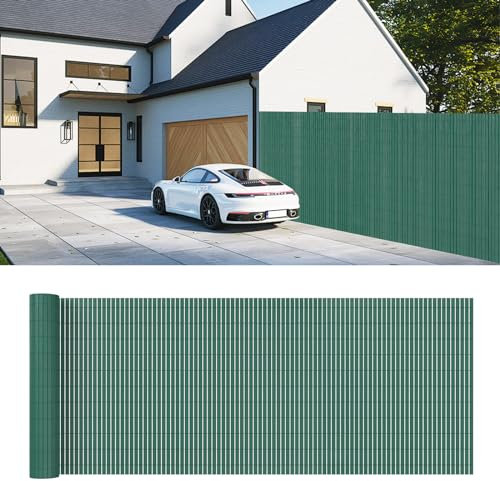 Kidsgigglz Canniccio PVC Frangivista Recinzione, 90x 300cm Canniccio PVC Recinzione Recinto Frangivista Balcone con Fascette Tappetino Privacy in PVC Resistente ai Raggi UV, Doghe Rinforzate,Verde