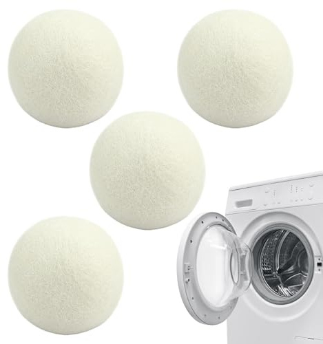 Flusenkugeln für Trockner, Trocknerkugeln - runde Weichspülerbälle, 4 wiederverwendbare runde Trocknerbälle aus Wolle, Haushaltsgadget für Wäschetrockner