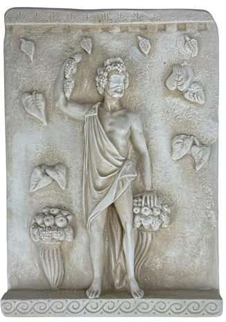 Dionysus griechischer römischer Gott des Weins, Relief, Steinguss, griechische Wandskulptur