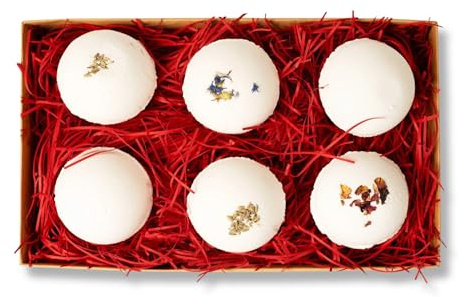 Eco Bath London Big Round Bath Bomb Gift Set - Luxurious and Aromatic All-Natural Handmade Bath Bombs, Multiple Scents Available (Christmas Spirit, Lavender, Rose, Sea Breeze, Lemon, Truly Tropical)