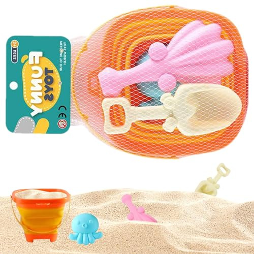 GjnjfdF Strandspielzeug, faltbar, Strandsandspielzeug – Reisespielzeug, Sandkasten, 4 Stück, lustiges und kreatives Spielzeug für Sandeimer und Schaufeln, Sandspielzeug für