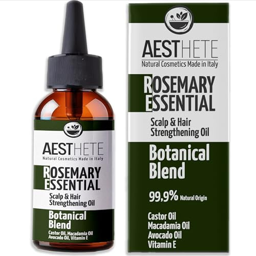 Olio di Rosmarino per Capelli AESTHETE | 100 ml Naturale con Ricino, Macadamia e Vitamina E | Stimola la Crescita, Rinforza, Non Unge | Rosemary Oil for Hair Growth 99,99% Natural Origin