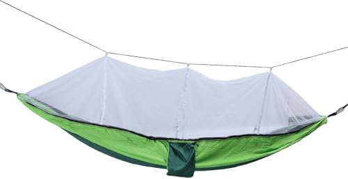 Amaca da Campeggio con Zanzariera, Amaca Portatile da Viaggio Singola, Zanzariera, Amaca, Altalena per Cortile, Giardino, Campeggio, (Verde scuro con verde frutta (rete bianca))