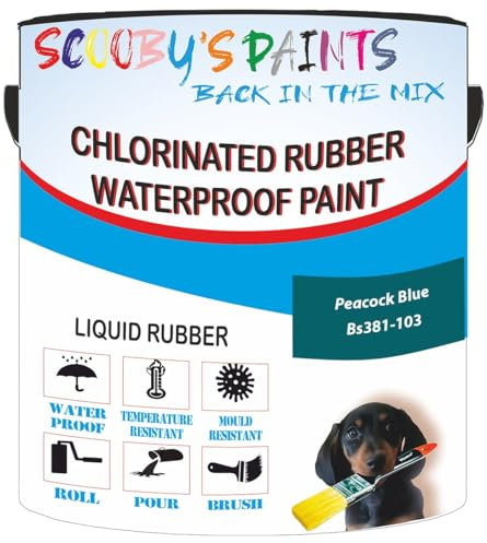 Scooby's Paints Chlorinated Rubber Waterproof Paint, Liquid Rubber (Peacock Blue Bs381-103, 0.5 Liters)