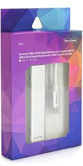 Conector USB-C a Ethernet Gigabit y hub con 3 Puertos USB 3.0, Acabado en Color Plata, Longitud de Cable 15 cm, Ideal para expandir Las Conexiones de Dispositivos con Puerto USB-C.