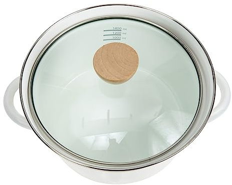 NAMOARLY Pentola per Zuppa Smalto Giapponese con Coperchio Utensile da Cucina Binaurale per Induzione Facile da Pulire Perfetta per Casa