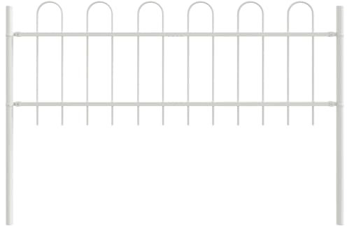 vidaXL Trädgårdsstängsel 4 pcs Vit 6,8 x 0,6 m Pulverlackerad stål, Trädgård och terrass, hållbart stålstaket, rektangulär utomhusbarriär, dekoration, avskiljare panel