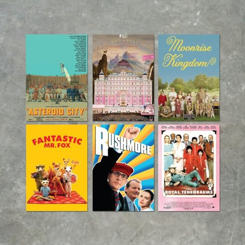 Wes Anderson Movies and Film Poster Print Packs - 6 POSTERS, Size A5
