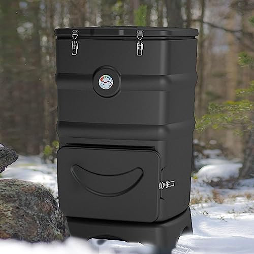 QIANMEI 110L Garden Compost Bin, Heavy-Duty Insulated Outdoor Composting Bins With Mixing Tool &Shovel, Large Composter, Fast Collect Liquid/Compostin