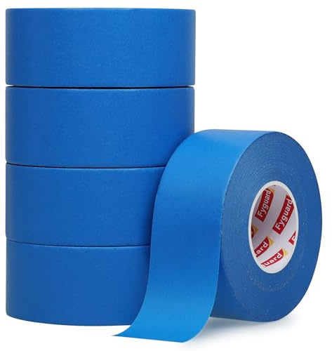 Fyguard 5 Rolls Painters Tape Blue, 36mm x 50m Masking Tape Decorators Tape Paper Tape Heat Resistant UV Resistant for Sharp Lines Edge Treatment Color Separation