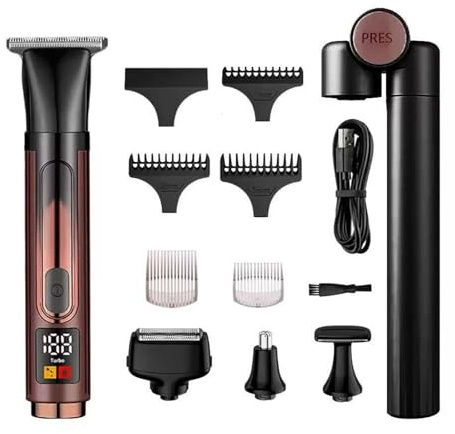 SH-RuiDu Afeitadora eléctrica de espalda para hombre, 4 en 1, recortadora de vello corporal IPX6, impermeable, inalámbrica, recargable, con mango de extensión ajustable (rojo vino, con pantalla