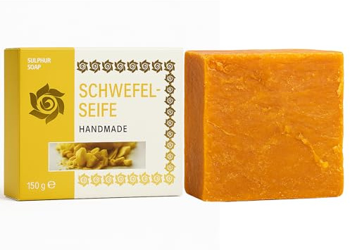 150g Handmade Schwefelseife – Handgemacht – Ohne Plastik – Natürliche Pflege für Haut & Körper, Handseife, Gesichtsseife Und Körperseife- Männer Und Frauen (Schwefelseife)