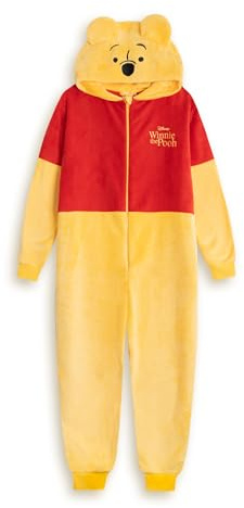 Disney Tutina da Donna con Cerniera Gialla e Rossa di Winnie The Pooh | Pigiama a Maniche Lunghe con Cappuccio in Morbido Pile | Pigiama a Tema Cartone Animato