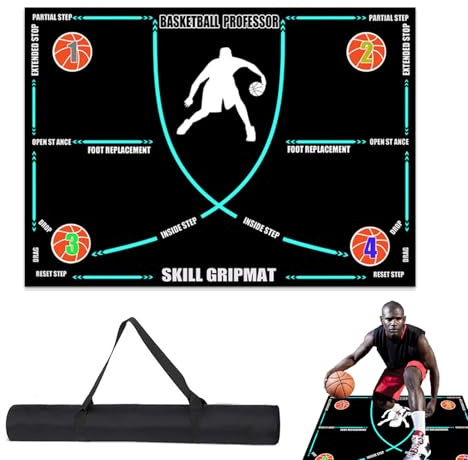 Genérico Alfombra De Goma De Baloncesto Antideslizante 120x86cm Estera De Entrenamiento De Baloncesto Plegable Y Portátil Colchoneta De Entrenamiento con Absorción De Impacto, para Niños、Adultos