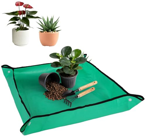 AOOWU Tapis de Jardinage Imperméable, 66 * 66CM Tapis de Plantation de Jardinage, Tapis de Plantes Noir PE Tapis de Jardin étanche pour Rempotage Plantes Succulentes Jardin intérieur Plant Care
