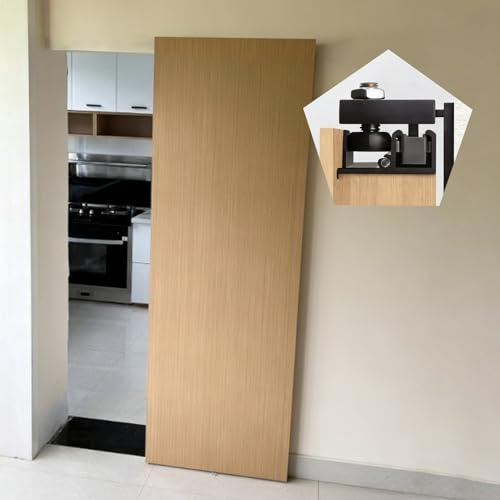 Concealed Sliding Narrow Door Hardware, Smoothly & Quietly Sliding Trackless Mirror Closet Door, 55-180cm Long Hidden Barn Door Hardware(76cm/30in)