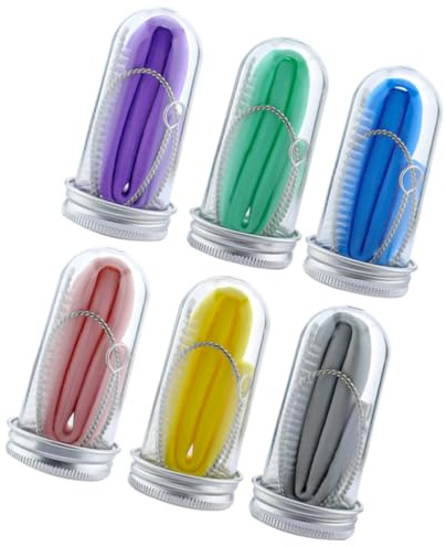 DOITOOL Ecológicas de Silicona Juego de 6 Pajitas Plegables Reutilizables con Cepillo de Limpieza y Estuche y Dobladas para Uso en Casa o Café