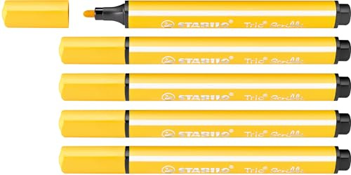 STABILO - Gefederter Dreikant-Filzstift - Trio Scribbi - 5er Pack - gelb