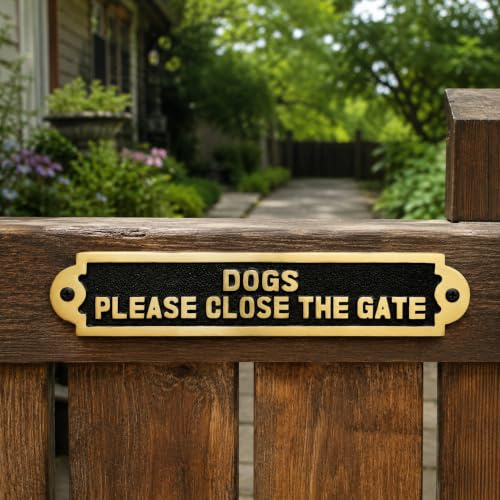 Trädgårdsskyltar mässing trädgårdsskylt hundar 'Please Close The Gate'