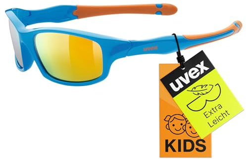 uvex sportstyle 507, occhiali da sole per bambini, specchiato, incl. fascia, blue-orange/orange, one size