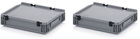 2 st. Eurobehållare-Eurobox 40 x 30 x 9 cm med gångjärn inklusive gratis tulllager x 2-pack