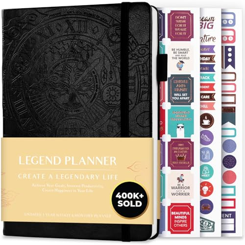 Legend Planer - Deluxe Wochen- & Monats-Lebensplaner, um Ihre Ziele zu erreichen & glücklicher zu leben. Organizer-Notizbuch & Produktivitäts-Journal. A5 Hardcover, undatiert - Schwarz (Englisch)