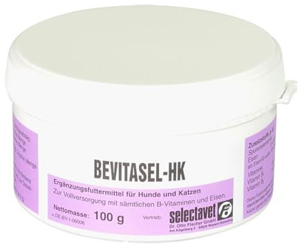 Selectavet Bevitasel HK für Hunde und Katzen | 100 g | Zur Vollversorgung mit sämtlichen B-Vitaminen und Eisen | Ergänzungsfuttermittel in Pulverform