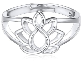 ChicSilver 925 Damen Ringe, Einstellbar Öffnen Stil Ring Lotus/Gitarre/Hamsa/Teardrop/Linie/Katze/Vintage Bone Ringe als Geschenke für Frauen Mädchen