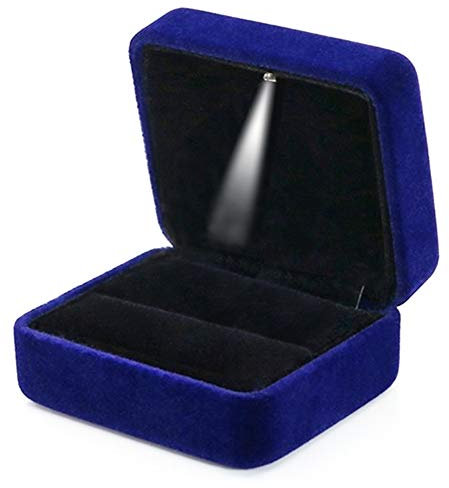 GBYAN Ring Box Ringschachtel mit LED-Licht Schwarze Ringetui Samt Schmuck Geschenkbox für Verlobung, Heiratsantrag, Hochzeit