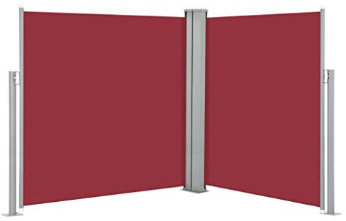 Tidyard Ausziehbare (0-600) cm Doppel Seitenmarkise,Doppelseitiger Sichtschutz,Seitenwandmarkise Garten-Seitenmarkise Seitenrollo Gartensichtschutz Mit Montagezubehör,2 Pfosten, Größen