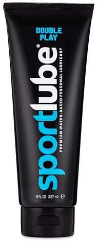 Sportlube Double Play Premium Water-Based Personal Lubricant 8oz Tube - Intimate Sex Lube for Men, Women, & Couples - Natural Feel, Silky Smooth, Non-Staining