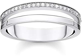 Thomas Sabo Damenring mit Doppelsteinen aus weißem Sterling-Silber 925 TR2316-051-14